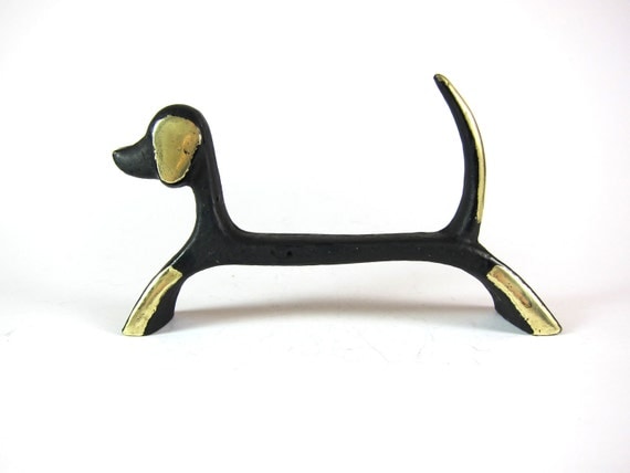 Vintage Walter Bosse Modernist Austrian 1960s Brass Dog Figurine or Knife Rest