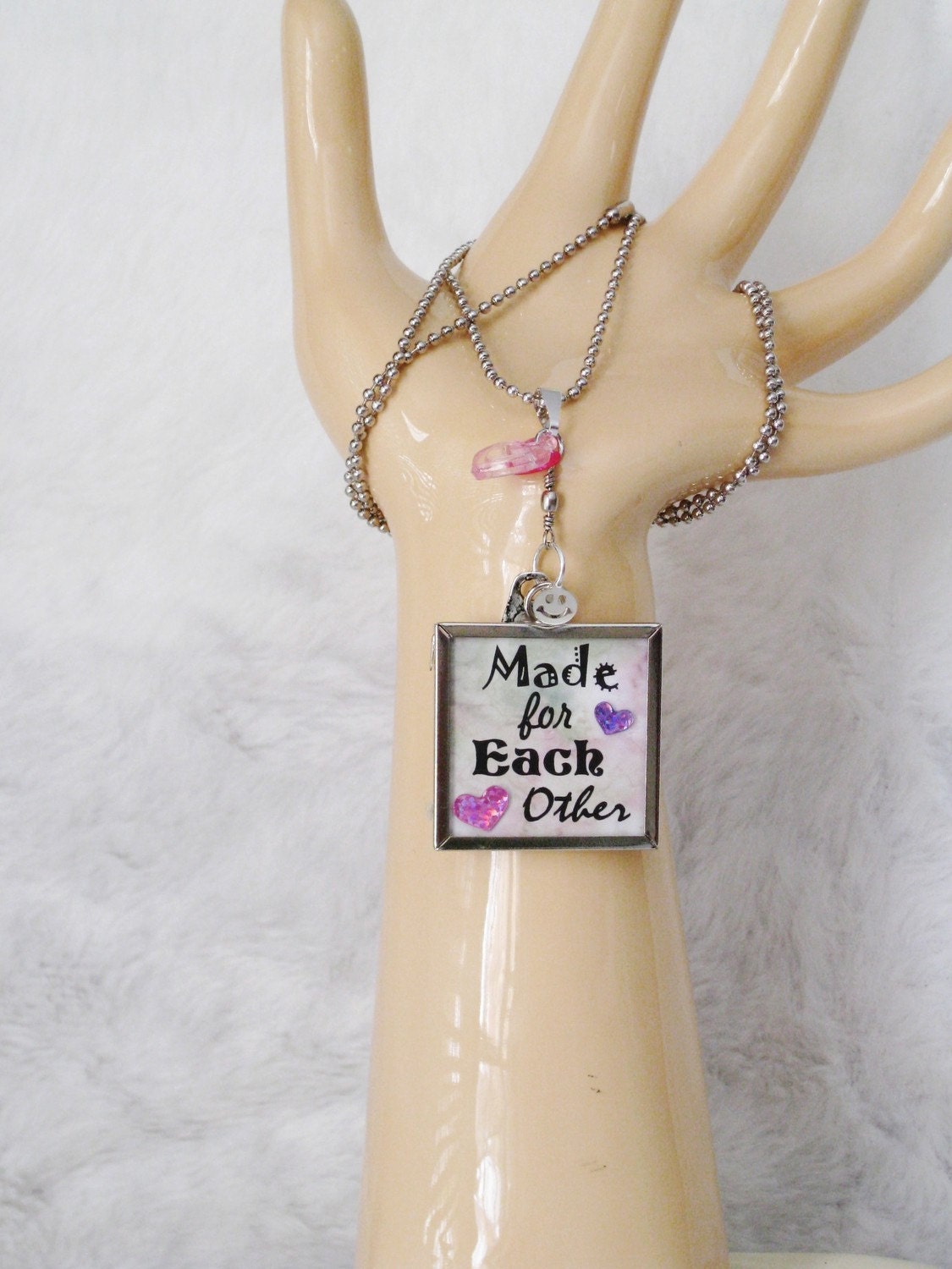 Reversible Couple Creature Love Message Charm Necklace