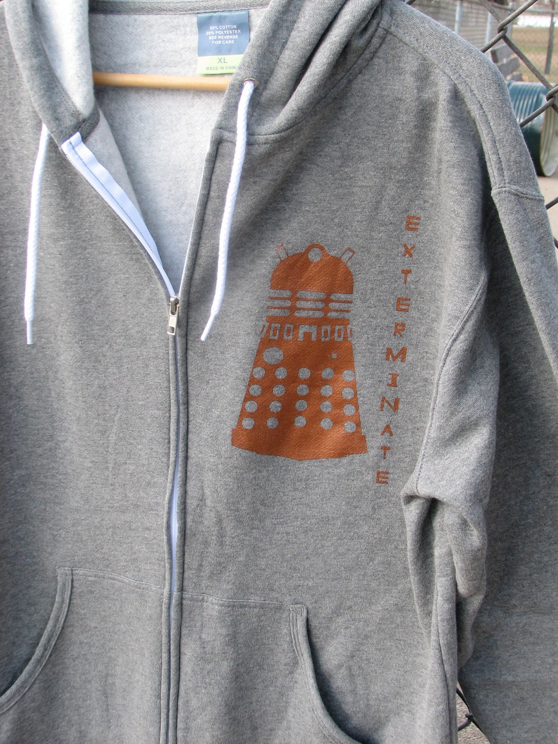 EXTERMINATE XS Gray Hoodie