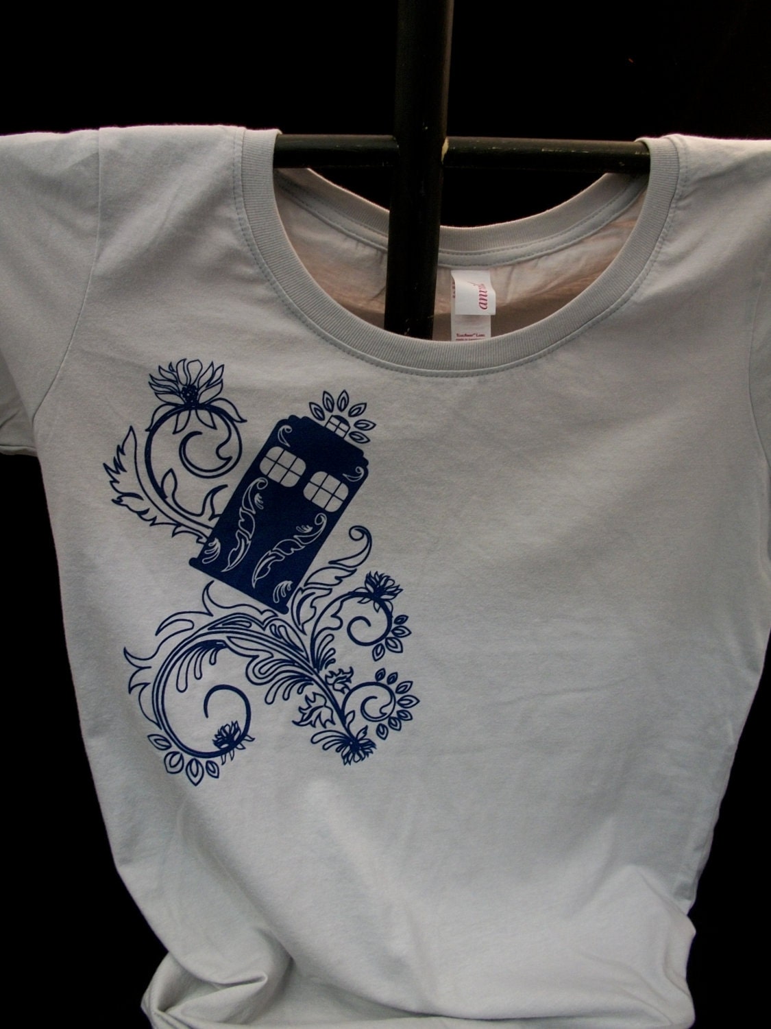 Henna Police Box Silver Ladies Scoopneck Tee