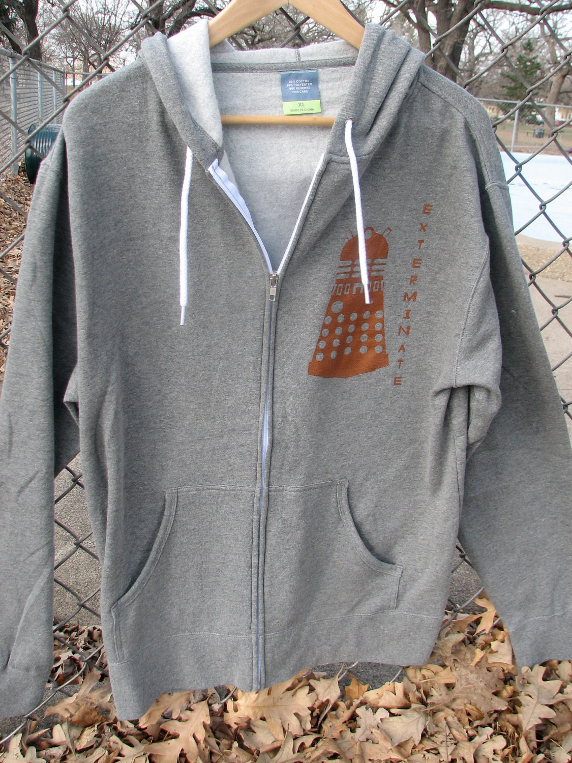 EXTERMINATE XS Gray Hoodie