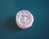 Rolled Fabric Flower Headband Single - Bright White - on Skinny Elastic - Newborn Infant Toddler Girl Adult