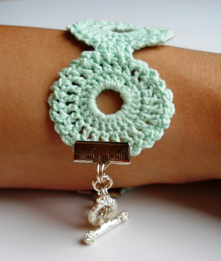 Mint Medallion Crochet Bracelet