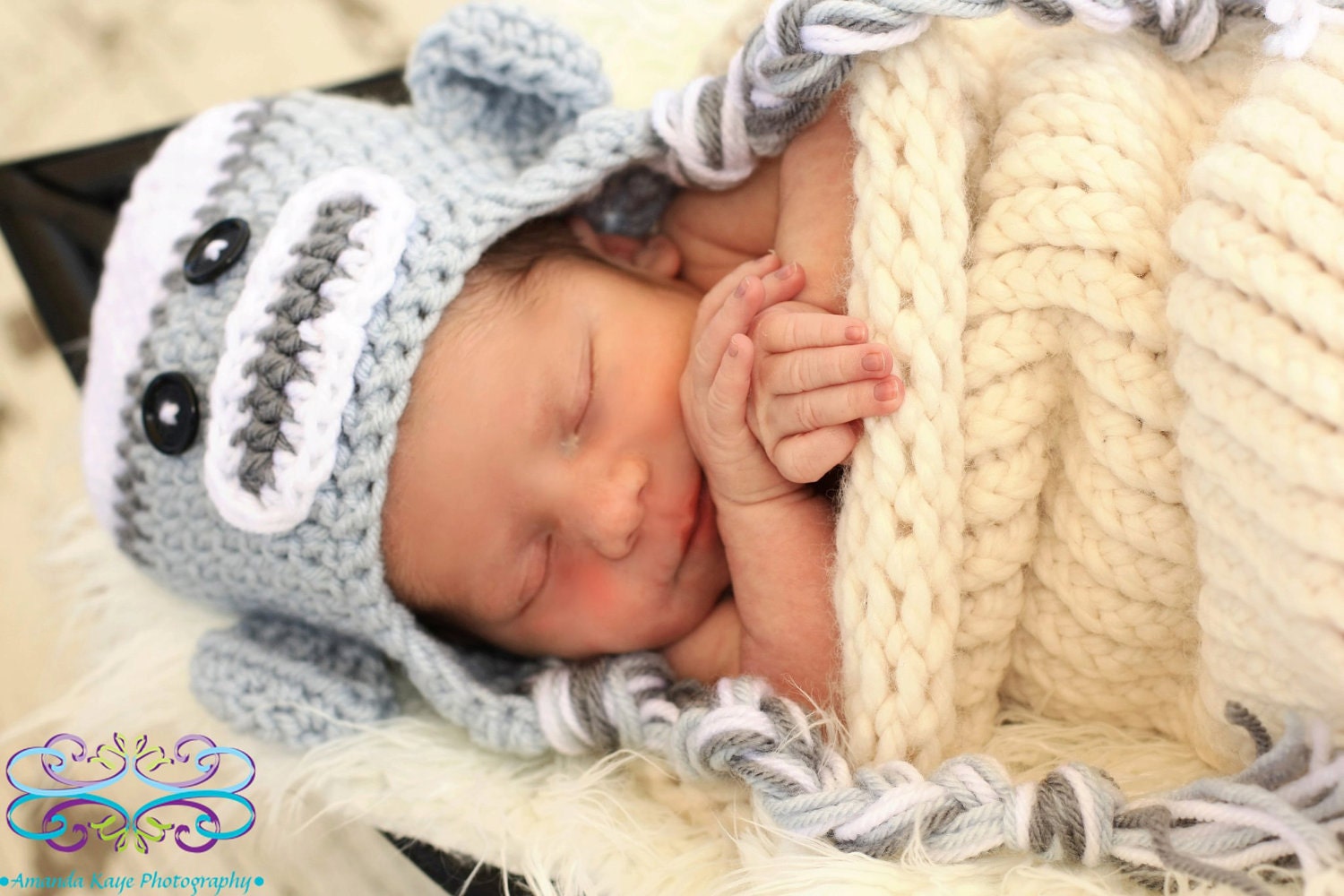 Crochet Baby Boy Sock Monkey Hat Newborn 0-3 and 3-6 Months Photography