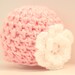 Crochet Baby Girl Beanie With Flower Newborn 0-3 and 3-6 Months Photography