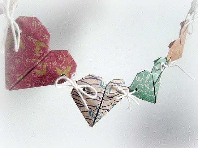 Origami Rustic Paper Heart Banner