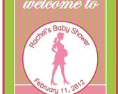 Baby Shower Welcome Sign in Pink and Green- digital file- you print Il_170x135