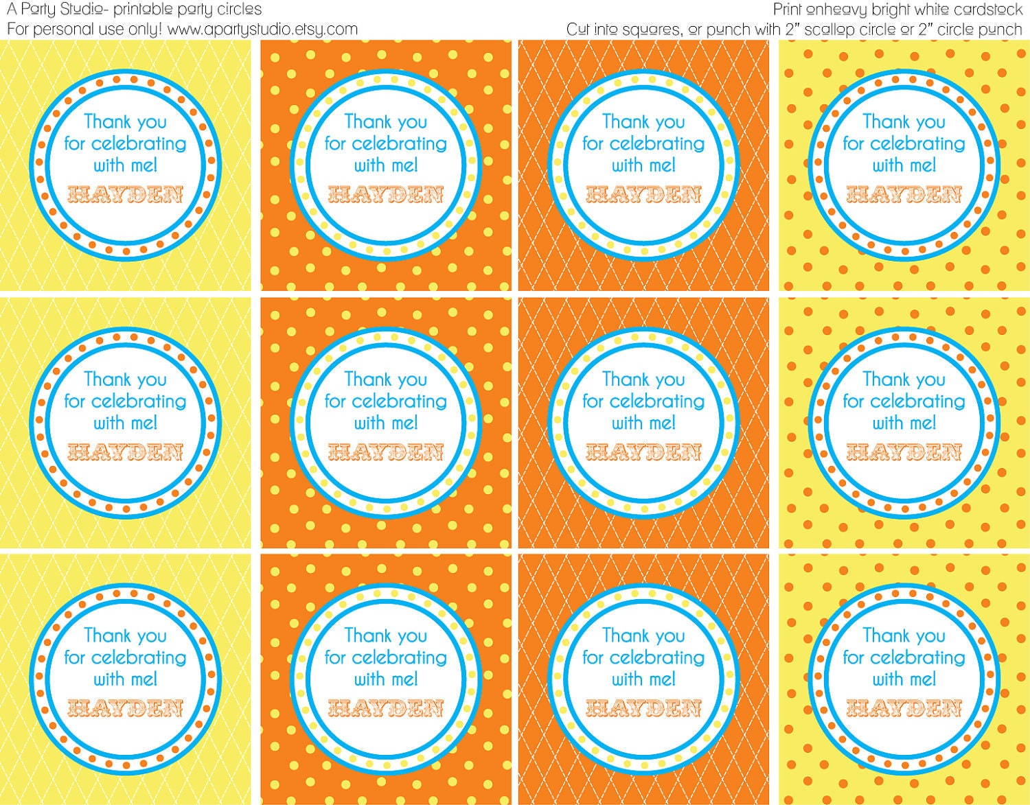 You Are My Sunshine- thank you tags for party favors- print your own Il_170x135