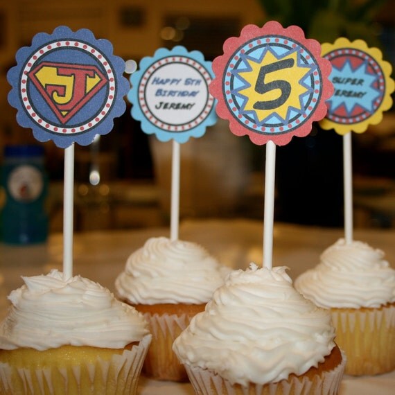 Comic Book Superhero- digital cupcake toppers- print your own Il_570xn