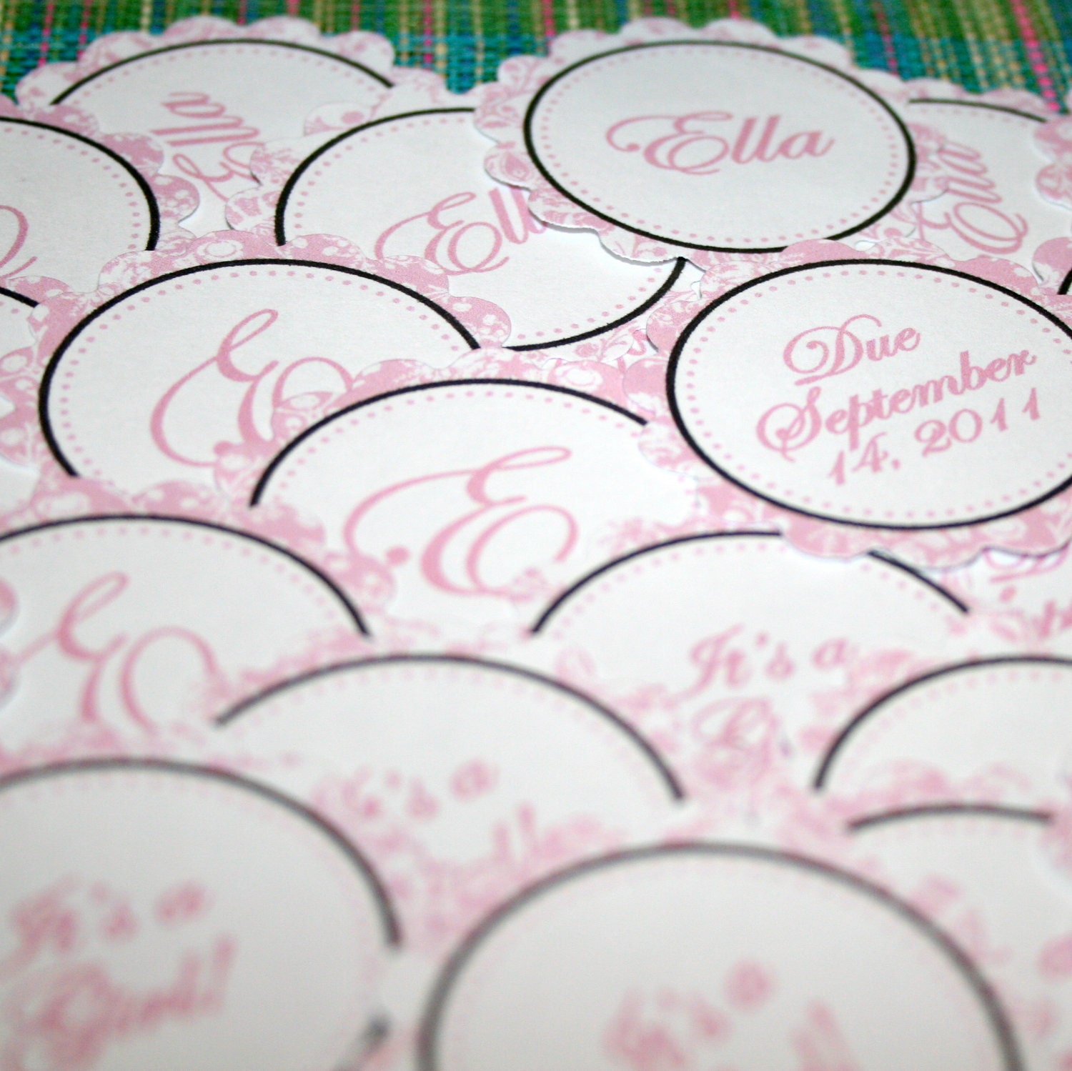 Pink and White Damask- Cupcake Toppers- print your own Il_570xn