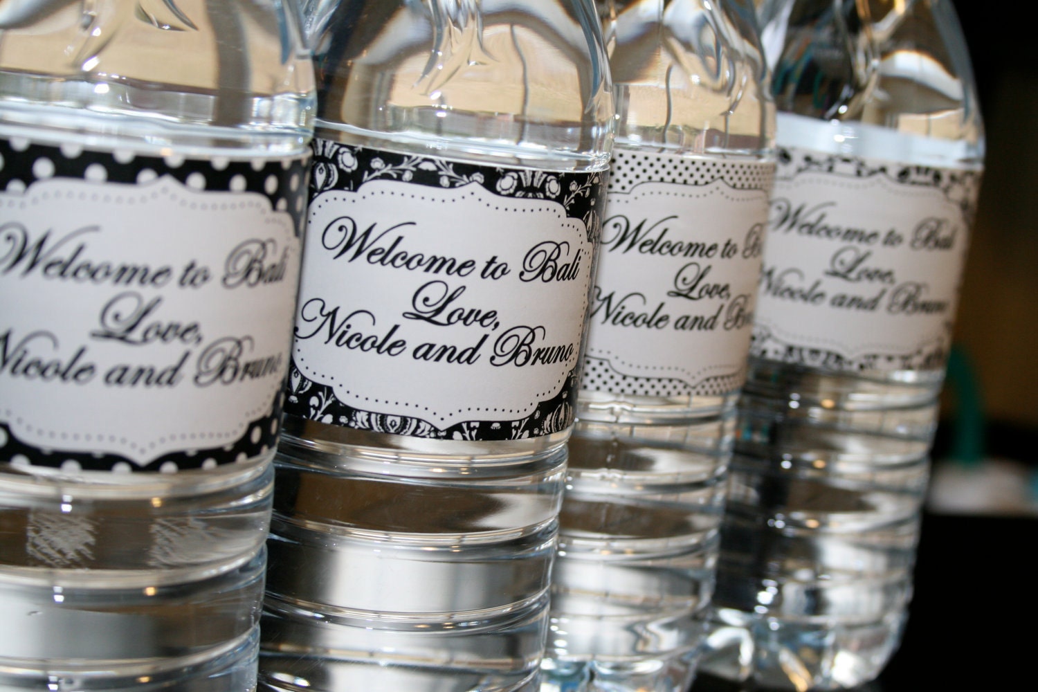 Black and White Water Bottle Wrappers- print your own Il_570xn