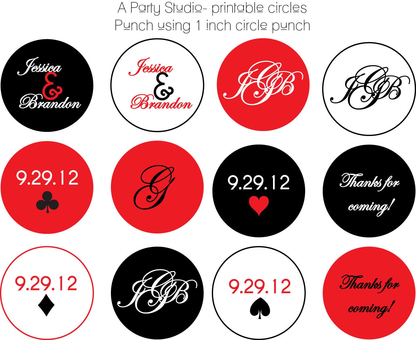 Poker Chip Stickers- one inch circles- print your own Il_570xn