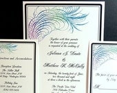 PRINTABLE Peacock Calligraphy Feather Wedding Invitation Full Set - I set text, YOU print