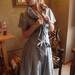 Vintage Sea blue TAFFETA  Dress AN Affair To Remember Couture Tea Length 14w  women's Avante Garde Formal Evening Gown Pleated front skirt