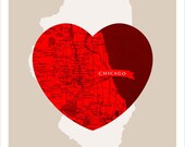 Chicago - Map Heart - 11x14 print