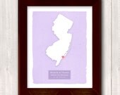 NEW JERSEY art print - Personalized Home decor - Custom text Wedding gift Bridal shower Housewarming Larger size for wedding guest book