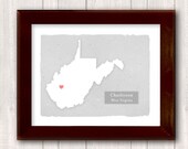 WEST VIRGINIA art print - Family name Home decor - Custom text Wedding gift Bridal shower Housewarming gift - Larger for wedding guest book