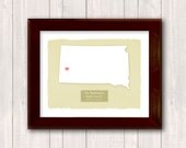 SOUTH DAKOTA art print - Personalized Home decor - Custom text Wedding gift Bridal shower Housewarming gift  Larger for wedding guest book