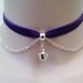 Mini Silver Plated JINGLE BELL With Chain BLACK Velvet Ribbon Choker Necklace -ma... or choose another colour velvet :)