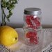 Old Glass Spice Jar , Metal Lid , Country Kitchen