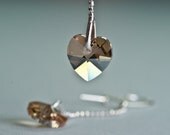 Long Dangle Crystal Heart Earrings Swarovski Crystal Gold Chain Earrings Elegant Valentine Gift For Her