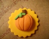 12 Harvest Pumpkin Edible Fondant Cupcake Topper