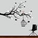 black and white tree branch decal with birds - vinyl wall decal