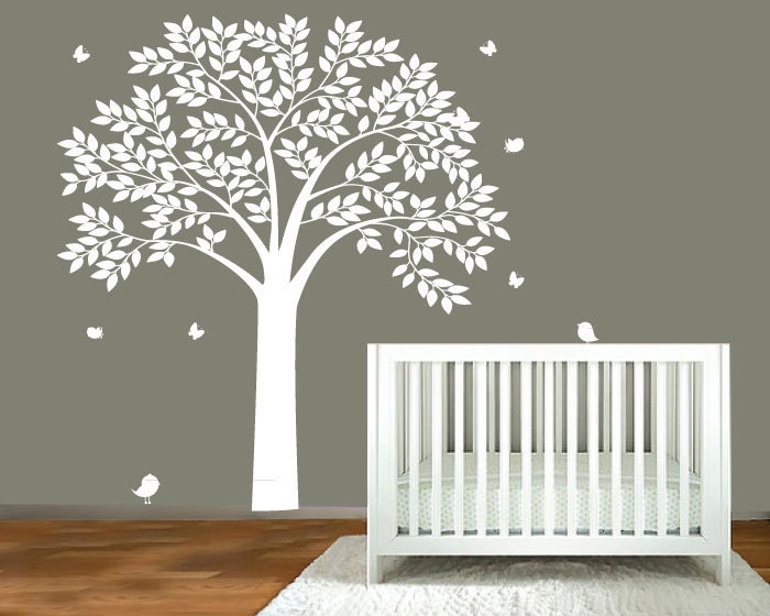 Nursery wall decal - Tree with Birds - Childrens Wall Decal
