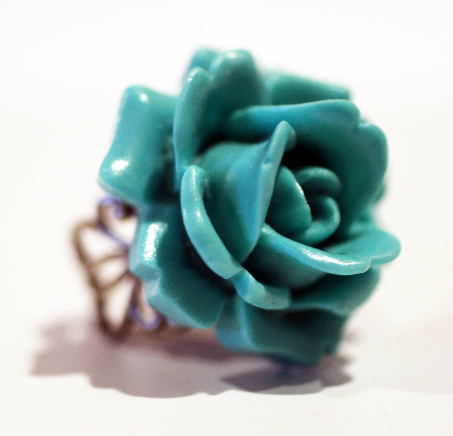 Turqoise rose bloom Filigree Ring