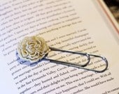 Giant PaperClip Bookmark topped with Cream Peony Cabochon
