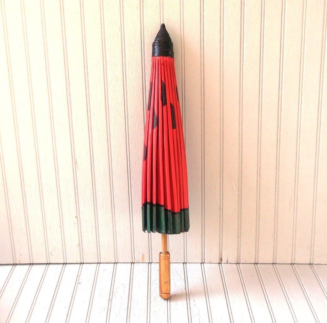 vintage canvas parasol - handmade in thailand - watermelon