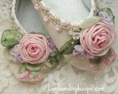 Bride's Princess Ballerina Shoes Roses Ribbon Work Flower Girl Wedding