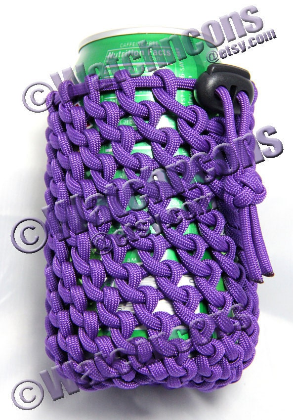 Paracord Can Koozie Coozie Beverage Cozy - Bright Purple