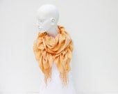 Ruffle scarf  ,Pashmina fabric scarf  in coral ,scarf