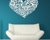 Heart of Hearts, Flourishes, Leaves and Flowers - Vinyl Decal, Sticker -  Baby, Girl's Nursery or Bedroom