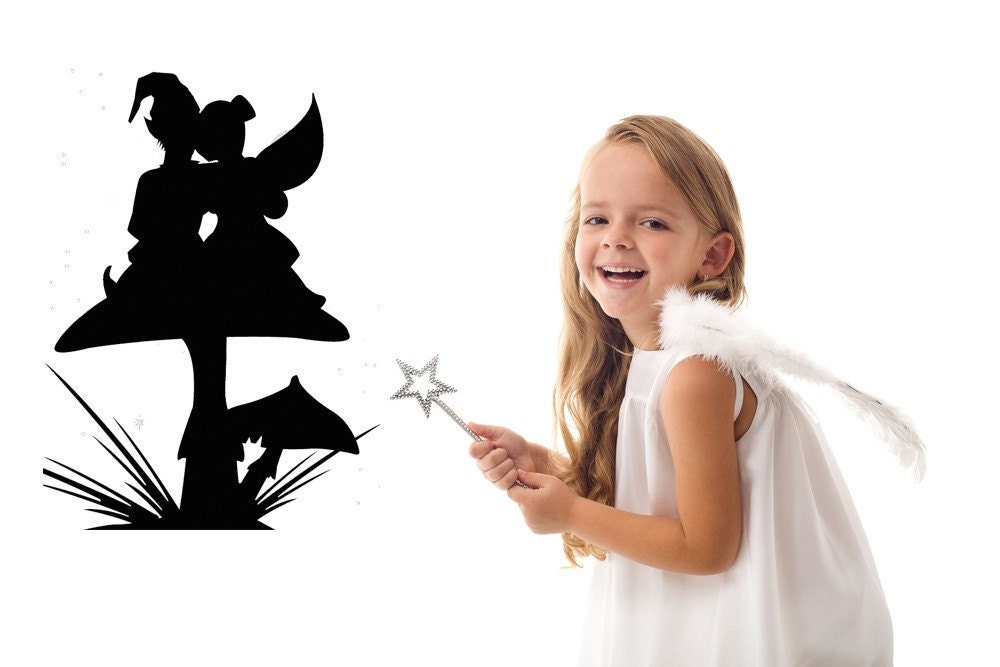 Fairy, Gnome, Mushroom, Love - Decal, Sticker, Vinyl, Wall, Home, Kid's Bedroom, New Age Decor