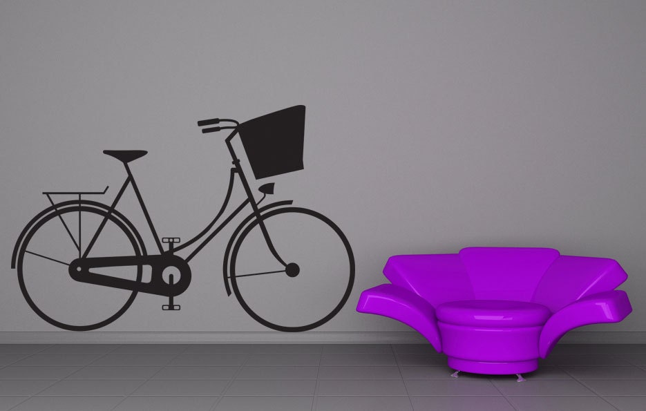 Bicycle, Bike Ride, Basket - Decal, Sticker, Vinyl, Wall, Home, Bedroom Decor