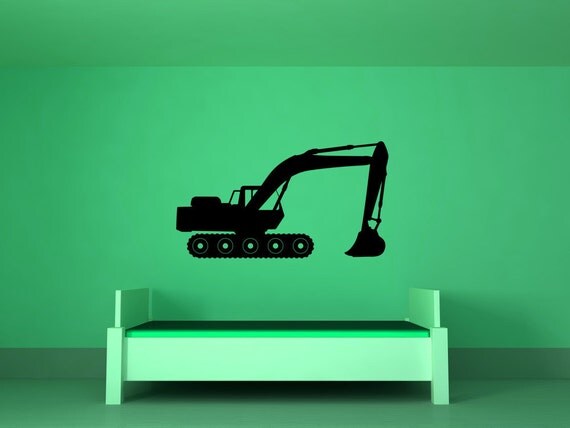 Construction Excavator - Decal, Sticker, Vinyl, Wall, Home, Office, Kid's Bedroom Decor