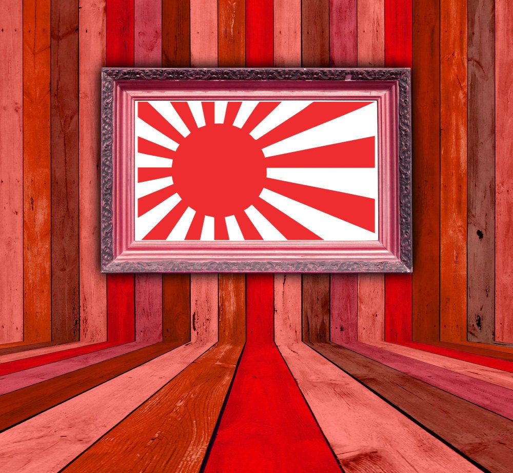 Japanese Flag, Rising Sun, Japan - Decal, Sticker, Vinyl, Wall, Home, Office, Work Decor