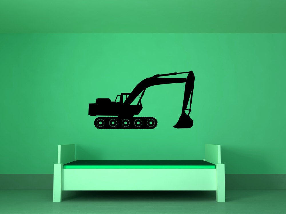 Construction Excavator - Decal, Sticker, Vinyl, Wall, Home, Office, Kid's Bedroom Decor
