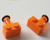 6g 4mm Orange Toy Brick Plugs Nerd Geek Chic 80s kitsch cool