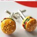 ON SALE Cheeseburger Cuff Links gag gift wedding groomsmen business fast food chic fun funky street fashion