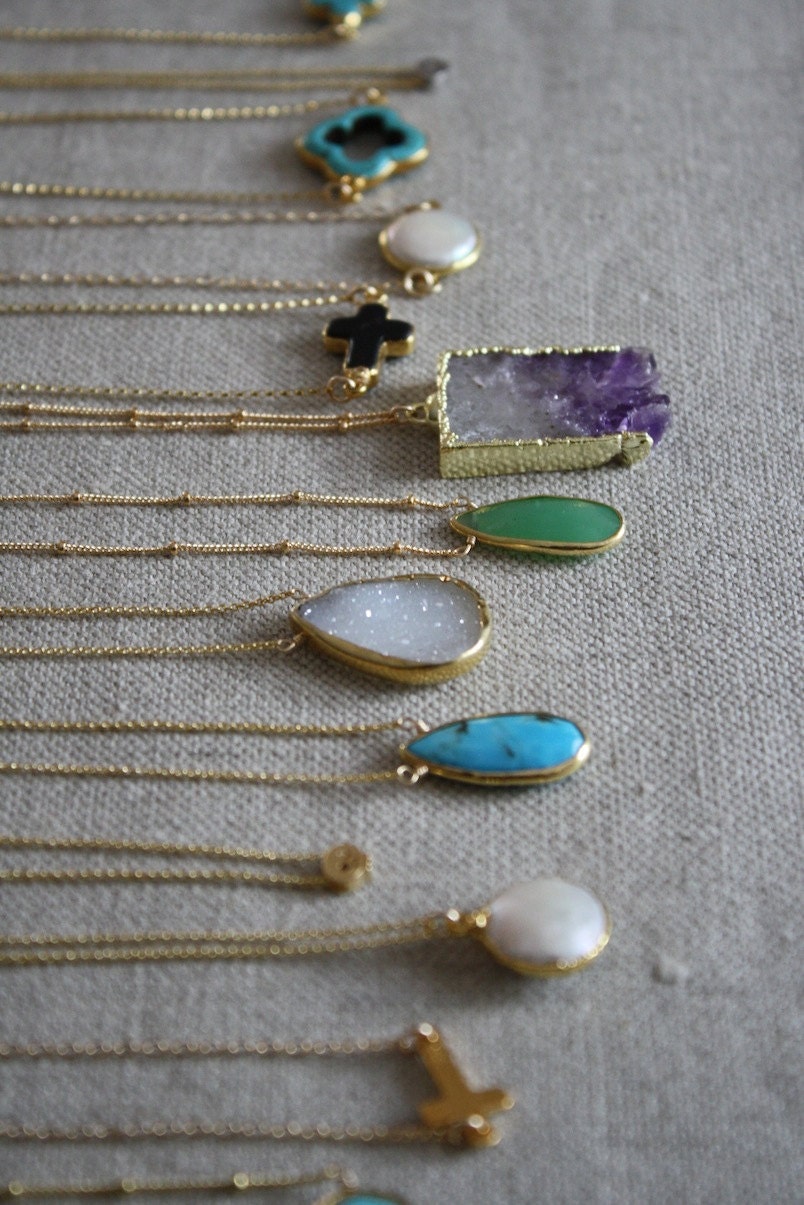 Mint Green Chrysoprase 14k Gold Filled Necklace