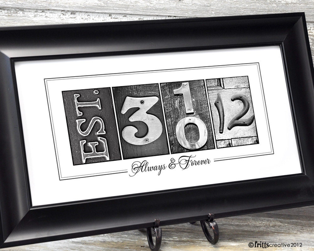 Personalized Date Number Photo Art 10x20 Print UNFRAMED, frame your date, photo numbers and date, wedding gift