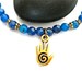 Spiral Hand Charm Bracelet, Cobalt Agate and Gold Yoga Bracelet, Blue Beaded Bracelet