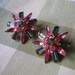 1950's Pink and Gray Rhinestone Earrings Vintage Judy Lee in Original Box