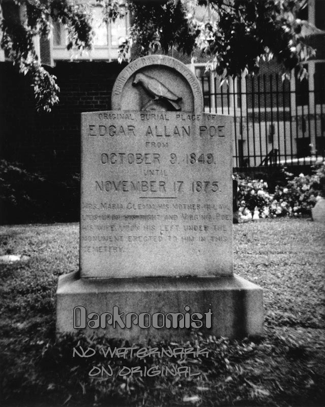 Edgar Allen Poe's original grave, 8x10 Silver Gelatin Print