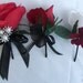 17pcs Wedding Bridal Bouquet Set Decoration Package Silk Flowers RED BLACK ZEBRA "Lily Of Angeles"