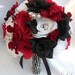 17pcs Wedding Bridal Bouquet Set Decoration Package Silk Flowers RED BLACK ZEBRA "Lily Of Angeles"