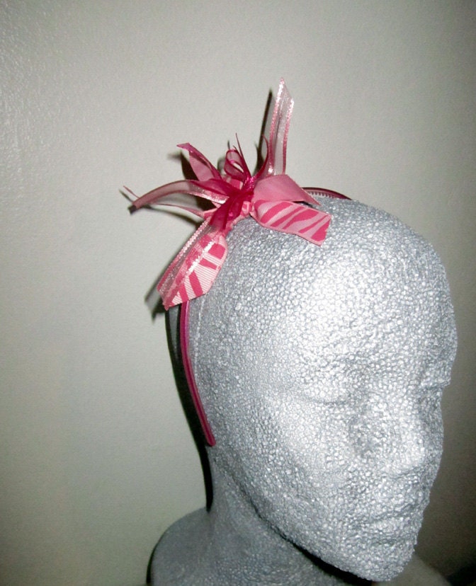 Pink Tiger- or Zebra-Striped Ribbon Hairband